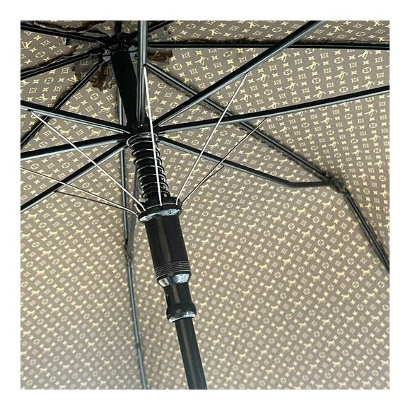 Authentic Louis Vuitton Monogram Logo LV Parasol Umbrella, Wood Handle READ - Picture 5 of 14